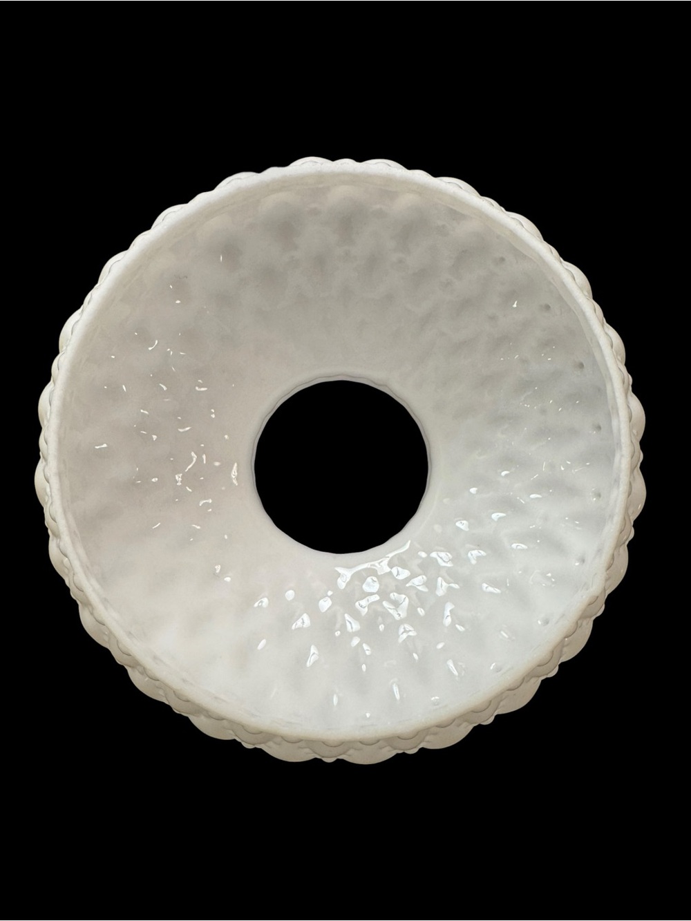 Vintage White Milk Glass Diamond Quilted Ruffle Hurricane Lamp Shade - Picture 5 of 7